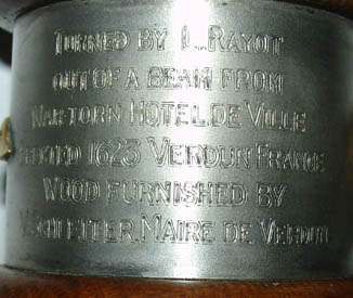 Verdun Hotel de Ville WWI Relic Gavel silver band