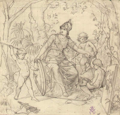 Minerva instructing cherubs