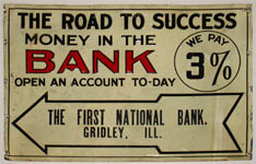 Advertising Sign, First National Bank of Gridley, Illinois