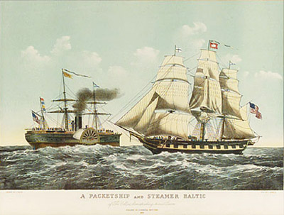 A Packetship and Steamer Baltic of the Collins Line Speaking in Mid Ocean