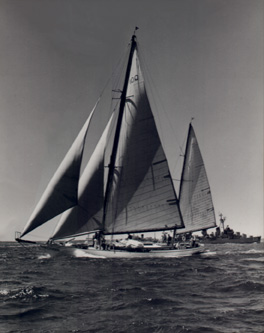 Regatta Yacht, black and white photograph