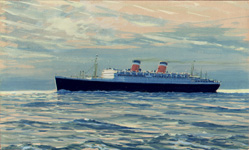 S.S. USA, gouache on board
