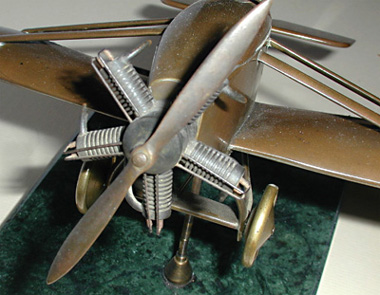 Large Bronze Airplane Model Detail