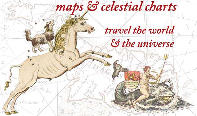 Travel the world and the universe with antique maps