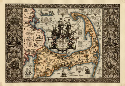 George Glazer Gallery - Antique Maps - The Map of Old Cape Cod